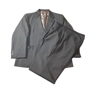 Vintage Cricketeer Strawbridges Mens Wool Suit Jacket Pants Gray‎ Pinstripe USA
